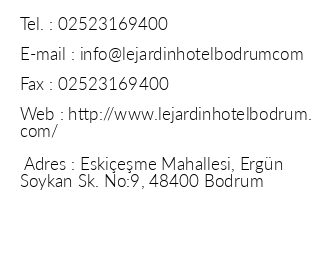 Le Jardin Bodrum Hotel iletiim bilgileri